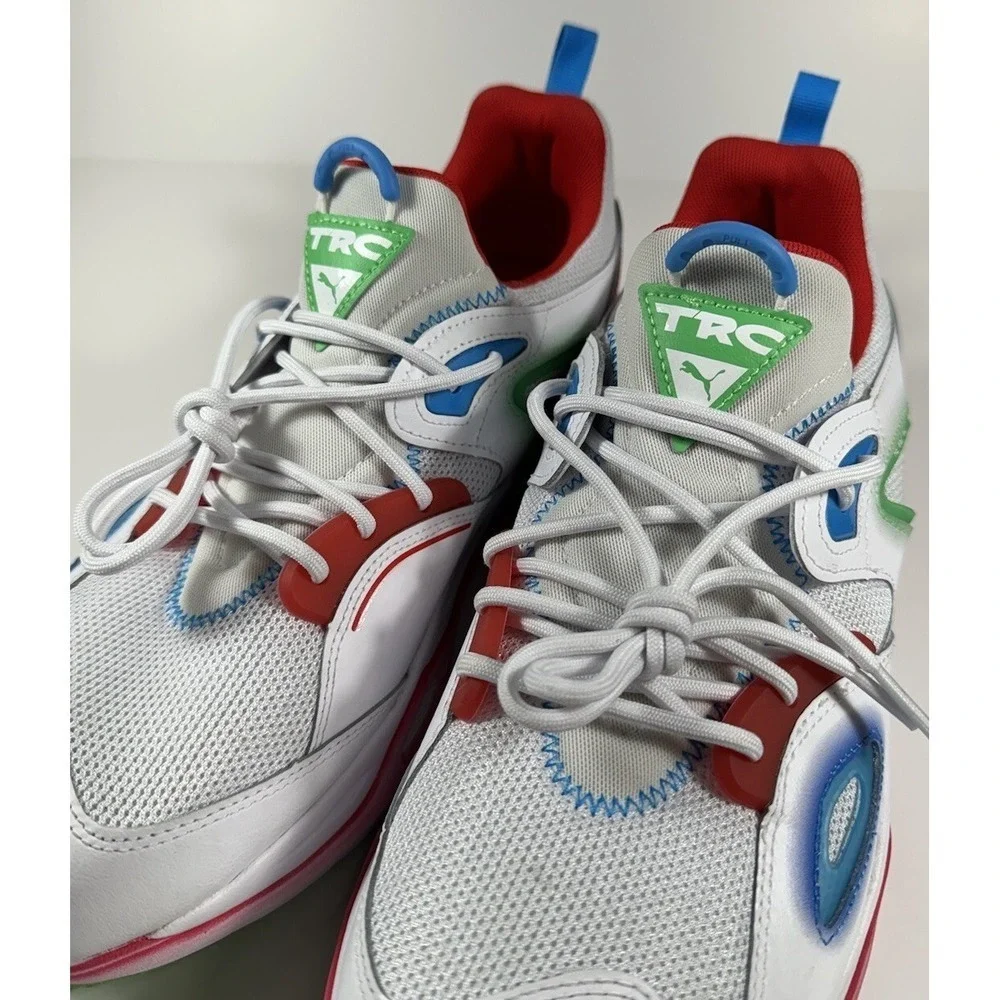 PUMA TRC Blaze Neon Sneakers Shoes White‎ Multicolor Mens Sz 8.5 *NEW* 386783-01